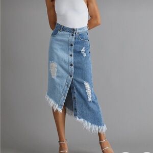 Retrofete Maude Asymmetrical Midi Denim Skirt - Size Small